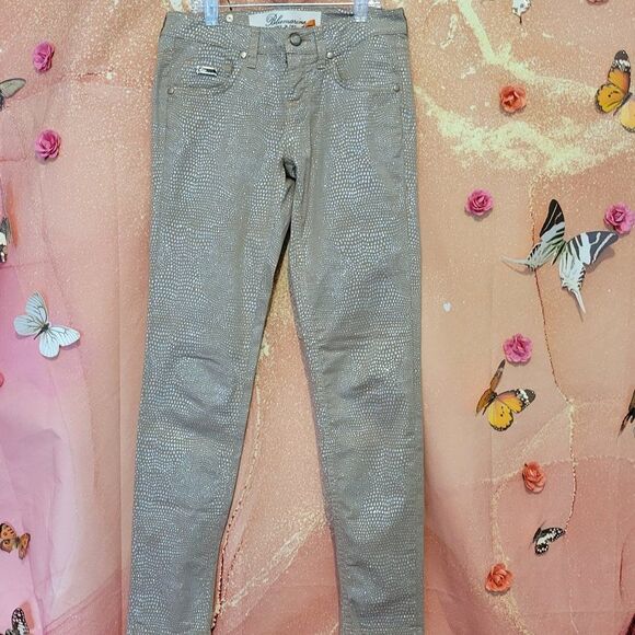 * * BLUMARINE  TAN SPARKLE STRAIGHT LEG JEANS Final Discount - Picture 1 of 14